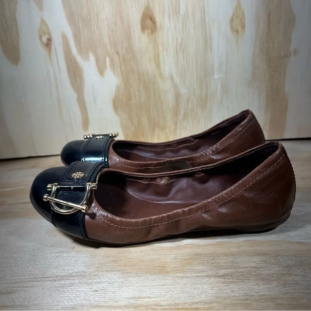 Tory Burch Sienna Brown and Black Ballet Flats Women’s Size 7